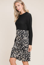 Load image into Gallery viewer, Leopard Color Block Knit Dress – Animal Print Knit Dress, Color Block Sweater Dress, Casual Knit Dress, Fall Fashion Knit Dress, Cozy Long Sleeve Dress