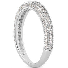 Load image into Gallery viewer, 14k White Gold Fancy Pave Diamond Milgrain Textured Wedding Ring Band