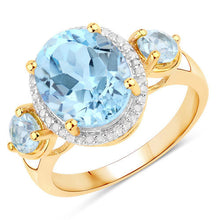 Load image into Gallery viewer, 4.779 Carat Genuine Blue Topaz and White Diamond .925 Sterling Silver Ring