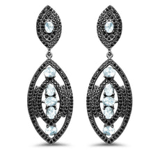 Load image into Gallery viewer, 8.80 Carat Genuine Blue Topaz and Black Spinel .925 Sterling Silver Earrings