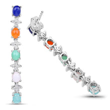 Load image into Gallery viewer, 4.40 Carat Genuine Multi Stone .925 Sterling Silver Earrings
