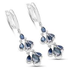 Load image into Gallery viewer, 4.18 Carat Genuine Blue Sapphire .925 Sterling Silver Earrings