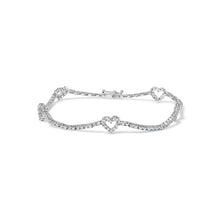 Load image into Gallery viewer, 14K White Gold 1 1/2 Cttw Diamond Heart Station Strand Bracelet (H-I Color, I1-I2 Clarity) - 7.5 Inches