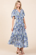 Load image into Gallery viewer, New Summer Floral Tie Waist Flutter Sleeve Tiered Dress For Women – Feminine, Elegant, Cheerful, Bohemian Chic, Flowy & Graceful