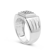 Load image into Gallery viewer, .925 Sterling Silver Diamond Accent Miracle-Set 9 Stone Ridged Band Gentlemen's Fashion Ring (I-J Color, I3 Clarity) - Size 10