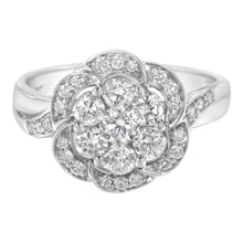 Load image into Gallery viewer, 14K White Gold Floral Cluster Diamond Ring (1.0 Cttw, H-I Color, SI2-I1 Clarity) - Size 6