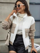 Load image into Gallery viewer, Modern White Contrast Zip-Up Long Sleeve Jacket Trendy & Lightweight Outerwear For Everyday Wear