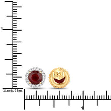 Load image into Gallery viewer, 2.14 Carat Genuine Ruby and White Diamond 14K Yellow Gold Earrings