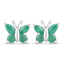 Load image into Gallery viewer, 0.88 Carat Genuine Emerald .925 Sterling Silver Earrings