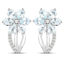 Load image into Gallery viewer, 1.54 Carat Genuine Aquamarine and White Topaz .925 Sterling Silver Earrings