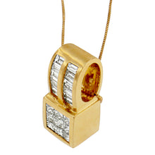 Load image into Gallery viewer, 14K Yellow Gold 1 1/4 cttw Princess and Baguette Cut Geometric Inspired Diamond Pendant Necklace (H-I, VS1-VS2)
