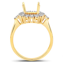 Load image into Gallery viewer, 0.54 Carat Genuine White Diamond 14K Yellow Gold Semi Mount Ring - holds 9x7mm Cushion Gemstone