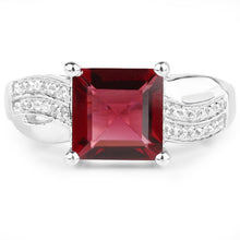 Load image into Gallery viewer, 2.99 Carat Genuine Garnet and White Topaz .925 Sterling Silver Ring