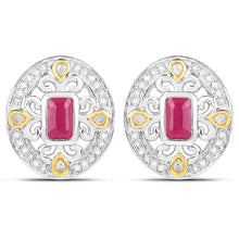 Load image into Gallery viewer, 0.77 Carat Genuine Ruby and White Diamond .925 Sterling Silver Earrings