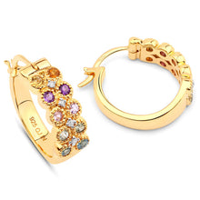 Load image into Gallery viewer, 0.76 Carat Genuine Multi Stones .925 Sterling Silver Earrings