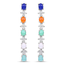 Load image into Gallery viewer, 4.40 Carat Genuine Multi Stone .925 Sterling Silver Earrings