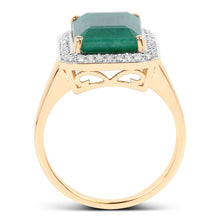 Load image into Gallery viewer, 5.71 Carat Dyed Emerald and White Diamond 14K Yellow Gold Ring
