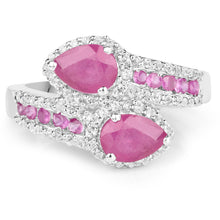 Load image into Gallery viewer, 2.43 Carat Glass Filled Ruby and White Topaz Sterling Silver Ring
