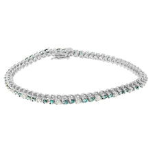 Load image into Gallery viewer, 14K White Gold 4 5/8 Cttw Alternating White and Blue Diamond Martini Set Tennis Bracelet (H-I Color, I1-I2 Clarity) - 7" Inches