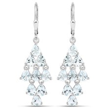 Load image into Gallery viewer, 3.96 Carat Genuine Aquamarine .925 Sterling Silver Earrings