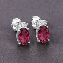 Load image into Gallery viewer, 1.35 Carat Genuine Pink Tourmaline and White Diamond 14K White Gold Earrings