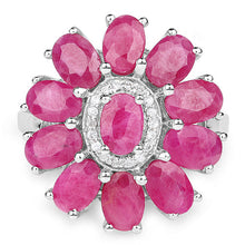 Load image into Gallery viewer, 5.83 Carat Genuine Ruby and White Zircon .925 Sterling Silver Ring