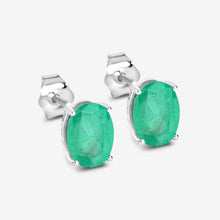 Load image into Gallery viewer, 2.40 Carat Genuine Zambian Emerald 10K White Gold Earrings
