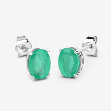 Load image into Gallery viewer, 2.40 Carat Genuine Zambian Emerald 10K White Gold Earrings