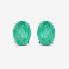 Load image into Gallery viewer, 2.40 Carat Genuine Zambian Emerald 10K White Gold Earrings