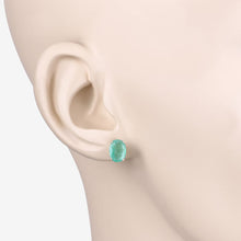 Load image into Gallery viewer, 2.40 Carat Genuine Zambian Emerald 10K Yellow Gold Earrings