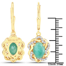 Load image into Gallery viewer, 2.36 Carat Genuine Emerald and White Topaz .925 Sterling Silver Earrings