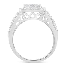 Load image into Gallery viewer, 10K White Gold Diamond Cluster Ring (1 Cttw, H-I Color, I1-I2 Clarity) - Size 6-3/4