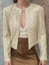 Load image into Gallery viewer, Elegant Women Full-Size Sequin Open Front Cropped Jacket With Glamorous Sparkle Luxury Women Party Jacket