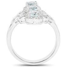 Load image into Gallery viewer, 1.54 Carat Genuine Aquamarine and White Zircon .925 Sterling Silver Ring
