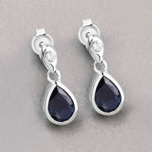 Load image into Gallery viewer, 1.65 Carat Genuine Blue Sapphire and White Diamond 10K White Gold Earrings
