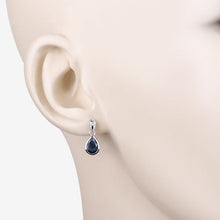 Load image into Gallery viewer, 1.65 Carat Genuine Blue Sapphire and White Diamond 10K White Gold Earrings