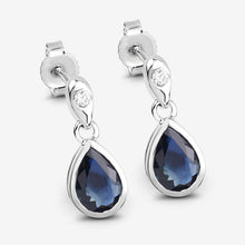 Load image into Gallery viewer, 1.65 Carat Genuine Blue Sapphire and White Diamond 10K White Gold Earrings