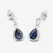Load image into Gallery viewer, 1.65 Carat Genuine Blue Sapphire and White Diamond 10K White Gold Earrings