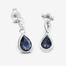Load image into Gallery viewer, 1.65 Carat Genuine Blue Sapphire and White Diamond 10K White Gold Earrings