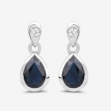 Load image into Gallery viewer, 1.65 Carat Genuine Blue Sapphire and White Diamond 10K White Gold Earrings