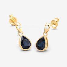 Load image into Gallery viewer, 1.65 Carat Genuine Blue Sapphire and White Diamond 10K Yellow Gold Earrings