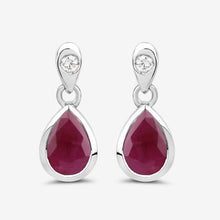Load image into Gallery viewer, 1.65 Carat Genuine Ruby and White Diamond 10K White Gold Earrings