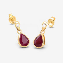 Load image into Gallery viewer, 1.65 Carat Genuine Ruby and White Diamond 10K Yellow Gold Earrings