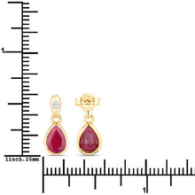 Load image into Gallery viewer, 1.65 Carat Genuine Ruby and White Diamond 10K Yellow Gold Earrings