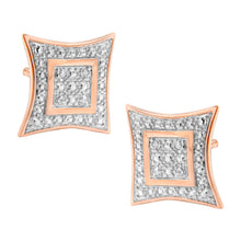 Load image into Gallery viewer, .925 Sterling Silver Diamond Accented 4-Stone Four Pointed Star Shaped Halo-Style Stud Earrings (H-I Color, I2-I3 Clarity)