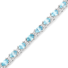 Load image into Gallery viewer, 8.84 Carat Genuine Blue Zircon and Topaz White .925 Sterling Silver Bracelet
