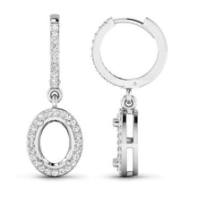 Load image into Gallery viewer, 0.32 Carat Genuine White Diamond 14K White Gold Semi Mount Earrings - holds 8x6mm Oval Gemstones