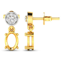Load image into Gallery viewer, 0.11 Carat Genuine White Diamond 14K Yellow Gold Semi Mount Earrings - holds 7x5mm Oval Gemstones