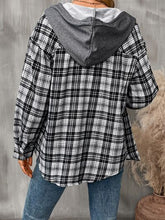 Load image into Gallery viewer, Plaid Buttoned Long Sleeve Hooded Jacket for Women – Cozy & Stylish Cotton-Blend Outerwear