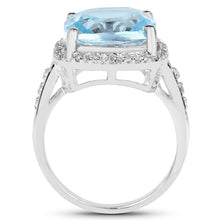 Load image into Gallery viewer, 7.18 Carat Genuine Blue Topaz and White Topaz .925 Sterling Silver Ring